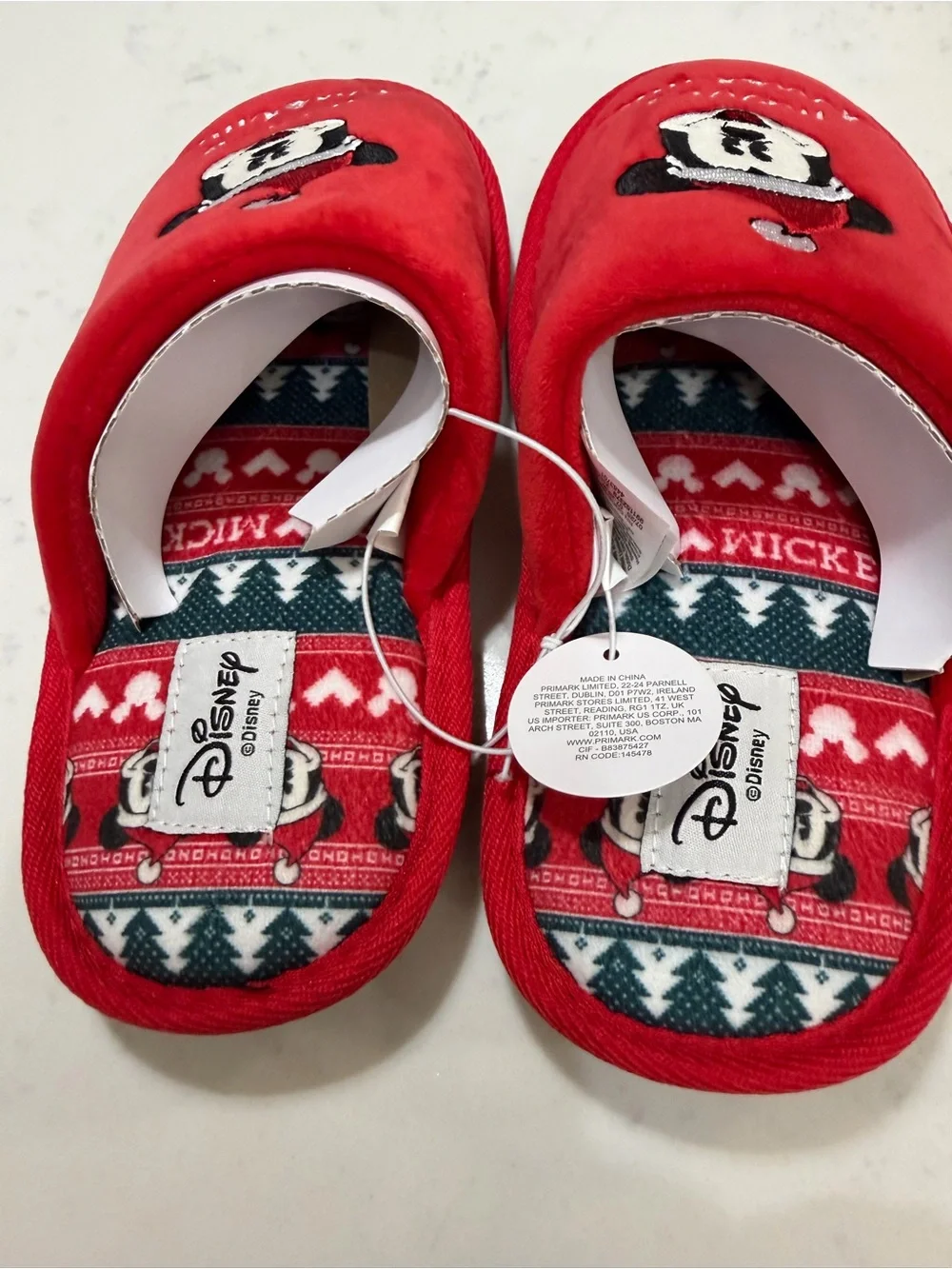 Disney Red Mickey Mouse Merry Christmas Holiday Slippers